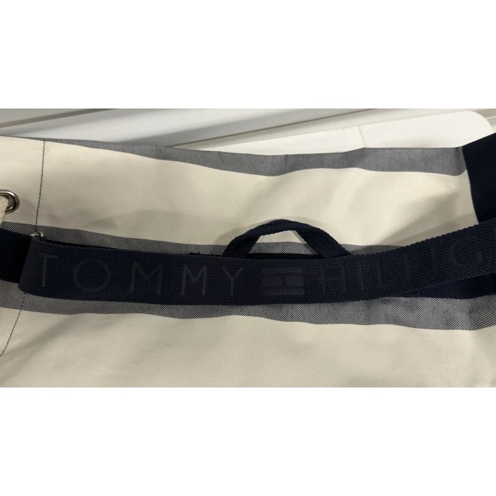Tommy Hilfiger Striped Duffle Weekender Sling Bag Drawstring
